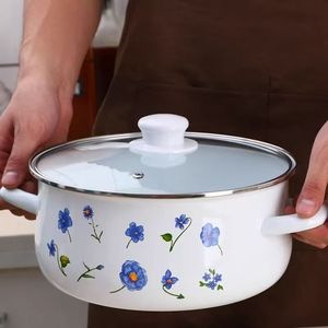 <span class=keywords><strong>Set</strong></span> di Pentole Classiche in Ghisa Smaltata con Coperchio in Vetro, Manici Compositi, Compatibili con l'Induzione, Ecologiche per Campeggio e Feste - Product Image 4