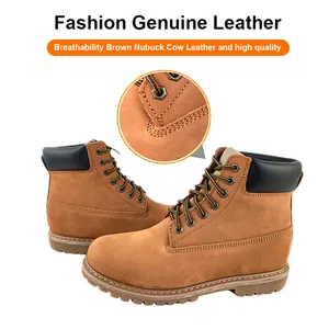 2024 New Fashion Comfortable Cowboy Shoes Hiking Tooling Industrial Production Nubuck Cow Grain Leather Goodyear Yellow Boots