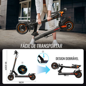 Trottinette électrique pour adultes Brazil Stock M4, moteur 600W, vitesse maximale 40 km/h, autonomie 35 km, batterie 10Ah, double suspension, avec siège - Product Image 5