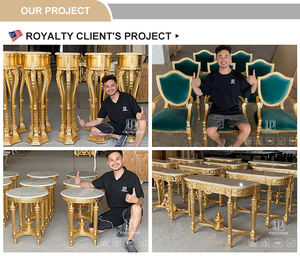 Juego de muebles de dormitorio clásicos personalizados, tapicería de tela antigua tallada, madera sólida, Familia Real, cama <span class=keywords><strong>King</strong></span> Size - Product Image 6