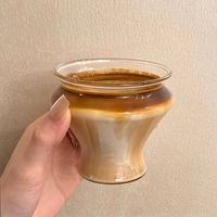 Tasse à café en verre borosilicate résistant à la chaleur, tasse à latte vintage transparente élégante pour femmes, tasse à eau tendance style INS