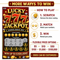 Billets de loterie à gratter personnalisés Lucky 777, cartes de jeu promotionnelles anti-contrefaçon avec impression sécurisée, vente en gros