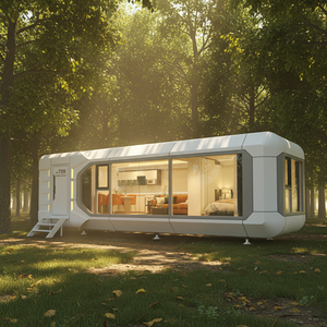 Capsule spatiale modulaire préfabriquée d'<span class=keywords><strong>architecture</strong></span> moderne, résidence de luxe, imperméable, ignifuge, salon, salle à manger, extérieur - Product Image 1