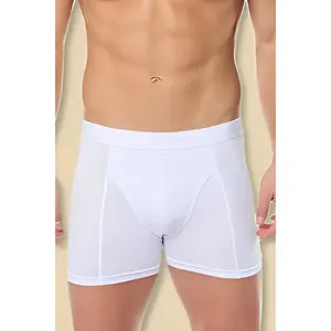 Calzoncillos blancos de tiro alto Passion para hombre, bóxer de LICRA y elastano, transpirable, desechable, tejido de fibra de bambú de seda con logotipo en la cintura - Product Image 1