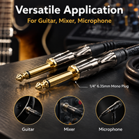 YIVO 6.5mm 1/4" TS Mono/TRS Stereo Headphone Plug 24K Konektor Audio HIFI Berlapis Emas Kuningan Tekstur Premium untuk Kabel Audio