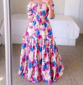 <span class=keywords><strong>Robe</strong></span> longue à imprimé fleuri et à épaules dénudées, mode printemps/été S-3XL - Product Image 6