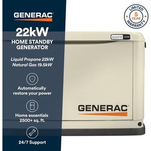 Générateur de secours domestique Generac Guardian 22 kW avec commutateur de transfert, alimentation de secours automatique pour toute la maison - Product Image 2