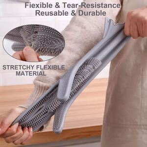 Gants de nettoyage de cuisine réutilisables multifonctionnels en silicone, gants de vaisselle en silicone avec éponges intégrées - Product Image 3