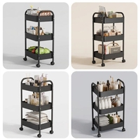 Carrito de Salón de Belleza de Plástico de Alta Gama con Base Móvil de 4 Ruedas y Cajones Multifuncionales para Manicura, Microblading y Peluquería