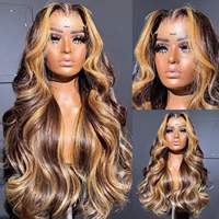 Hochdichte Ombre P4/27 Highlight Farbige Body Wave 13x4 HD Lace Front Echthaarperücke aus Rohem Vietnamesischem Haar 13x6 Echthaar