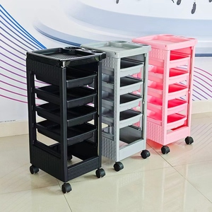 Carrito de Plástico con Ruedas de 5 Niveles, Color Negro, para Salón de Belleza, Almacenamiento de Equipos para Estilistas - Product Image 2
