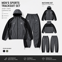 Ensemble sportif décontracté deux pièces bicolore pour homme, coupe-vent, imprimé, respirant, sweat-shirt à capuche entièrement zippé, pantalon de jogging à taille élastique