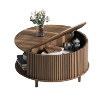 Meubles de luxe en forme de noyer, table basse centrale moderne, adaptée aux salons et aux cafés, avec espace de rangement.
