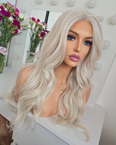 <span class=keywords><strong>Capelli</strong></span> Ondulati Platinum Ash Blonde con Cuticole Allineate, Ombre Platinum Blonde # Parrucca Lace Front in <span class=keywords><strong>Capelli</strong></span> Umani Europei Vergini con 60 Colori - Product Image 3