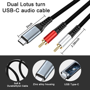 2024 Thời Trang Mới USB C Để 2 Nam RCA Âm Thanh Stereo Cáp Điện Thoại Di Động Mạ Vàng Cắm Loại C Để 2 RCA Y Splitter Adapter Cáp - Product Image 3