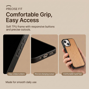 Coques de téléphone en bois gravées au laser pour la série iPhone, dos en bois naturel, TPU souple antichoc, personnalisables, DIY - Product Image 2