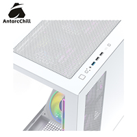 AntarcChill White Mid Tower Gaming Case Panoramic Side Panel MicroATX Support 360mm Liquid Cooling USB3.0 Ports Steel