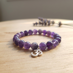 Amethyst <b>Bracelet</b> OM Bead <b>Bracelet</b> Gemstone Tiger Eye Stone Khambhat, India Thermo Sheets with Bubble Wrap 10 Days Approx N10708 - Product Image 3