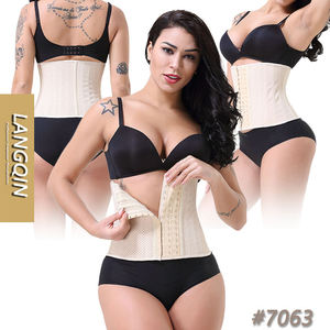 LANGQIN Women's Eco-Friendly Anti-Bacterial Breathable Perforated <b>Latex</b> Waist Cincher 3 Rows Hooks 25 Steel Bone Tummy Shaping - Product Image 1