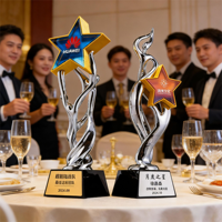 Trophée carré en cristal torsadé personnalisé, imprimé UV, gravé au laser, récompense étoile pour employés de réunion annuelle d'entreprise
