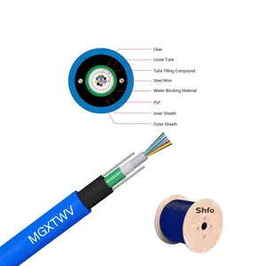 Câble minier SHFO-MGXTWV Gaine extérieure bleue Câble à fibre optique résistant au feu MGXTWV FTTH