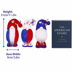 Gnomes patriotiques du 4 juillet, décorations du Jour de l'Indépendance des États-Unis, étoiles et rayures, poupée sans visage de l'oncle Sam, décoration de table à domicile - Product Image 3