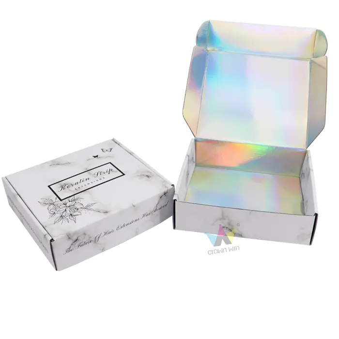 Scatole di candele di design di lusso color arcobaleno laser rosa pasticceria regalo di spedizione scatole d'oro olografico iridescente scatola di imballaggio