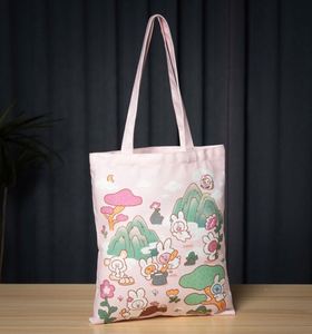 ถุงผ้าแคนวาสลายตัวอักษรแบบรักษ์โลก ใช้ซ้ำได้ สำหรับใส่ของชำ มีสีและโลโก้ตามสั่ง พร้อมซิปปิด - Product Image 3