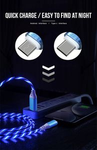 Factory Price Mobile Phone Charging Cable 1m Luminous <b>LED</b> <b>Light</b> USB Type C Cable - Product Image 4