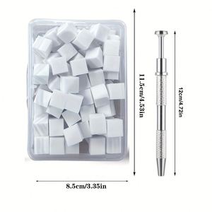 20/50개 화이트 소프트 스펀지 네일 브러쉬 미니 교체형 스펀지 블록 매니큐어 DIY 네일 아트 도구 실버 그립퍼 포함 - Product Image 6
