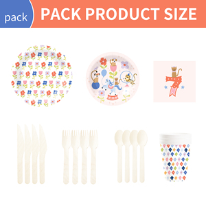 Juego de Vajilla Desechable DAMAI con Temática de Circo, Platos con Adorables Diseños de Animales, Platos, Vasos y Servilletas de Papel para Fiestas Infantiles - Product Image 2