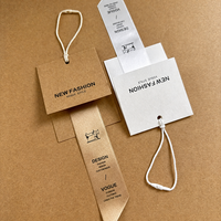 Étiquettes suspendues personnalisées de luxe imperméables pour vêtements, étiquettes en plastique pour vêtements, étiquettes de marque pour vêtements avec cordon, chaussettes écologiques