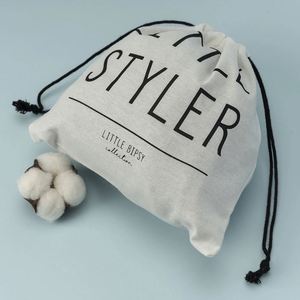 Sac de shopping promotionnel en coton et lin avec impression de logo personnalisé, pochette à chaussures en mousseline de coton avec cordon de serrage pour sac à main - Product Image 5