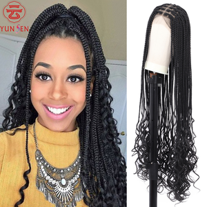 Perruque tressée bohème en dentelle complète |   Cheveux synthétiques tressés carrés |   Pour femmes - Product Image 5