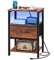 Tables d'appoint modernes personnalisées avec LED Table basse en métal à chargement rapide avec tiroir Table de chevet Table de chevet