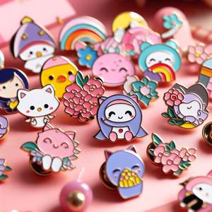 メタルクラフト工場カスタムロゴ3Dデザインブローチアニメハードラペルピンクロスファッションテーマ最小エナメルピンメーカー - Product Image 5