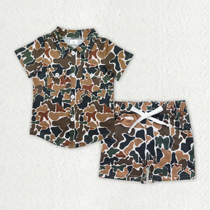 Ensemble de vêtements d'été pour garçons, t-shirts à poches camouflage, hauts et shorts - Product Image 3
