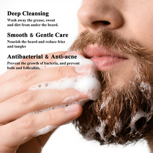 QBEKA Beard Wash Champú para barba de 60 ml para hombres, suaviza la barba, fragancia duradera, productos de cuidado de la barba limpios, frescos y naturales - Product Image 4