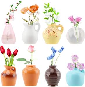 Imanes de Refrigerador con Mini Jarrones de Cerámica y Flores Artificiales, Divertidos Imanes Pequeños para Decoración de Refrigerador, Oficina, Cocina - Product Image 1