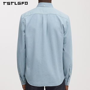 Camisas de Franela Personalizadas de Lujo para Hombre, Estilo Casual Vintage, Diseño de Manga Larga con Botones, Color Azul, para Venta al por Mayor, Patrón a Cuadros - Product Image 5