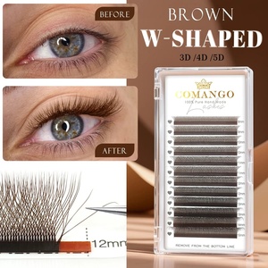Extensions de <span class=keywords><strong>cils</strong></span> <span class=keywords><strong>en</strong></span> gros, marque privée, 3D 4D 5D, forme <span class=keywords><strong>en</strong></span> W, brun, volume C/D LU(M) Curl, fournitures pour extensions de <span class=keywords><strong>cils</strong></span> - Product Image 1