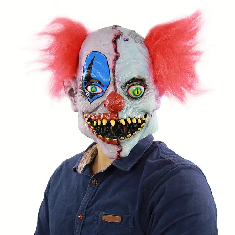 Halloween cara de miedo payaso látex fantasma máscara gran oferta 2022 nuevo diseño máscara fábrica personalizada