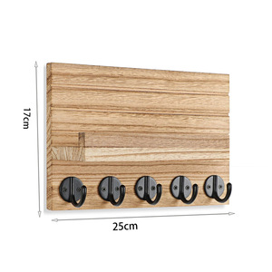 Wooden Wall Mounted Key Rack <b>With</b> <b>Shelf</b> And <b>Hooks</b> Nordic Style Entryway Coat Rack Durable Storage Organizer - Product Image 5