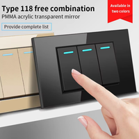 Interruptor de Pared de Vidrio Templado Becky QB118-Series, 2 Tomas de Corriente, 3 Interruptores, 2 Puertos USB-A + 2 Puertos USB-C, IP23, Fácil Instalación