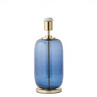 Lampe de table LED en verre bleu, base flexible, style moderne simple, finition laiton, support de lampe de chevet avec douille E27, lumière d'ambiance