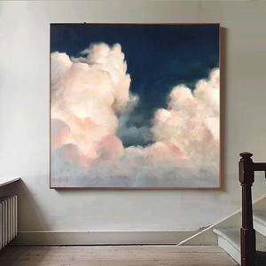 Peinture abstraite sur toile faite à la main, paysage nuageux éthéré, art mural élégant pour la maison et la galerie - Product Image 3