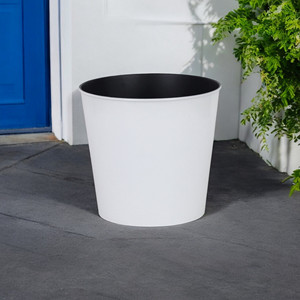 HMS 11 \ "pacchetto di fioriere in vaso rotondo di plastica riciclata bianca grande per uso interno/esterno per decorazione di ogni giorno del balcone vaso di fiori da giardinaggio - Product Image 1