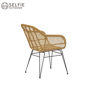 Chaise de salle à manger d'extérieur en rotin moderne, imperméable, empilable, légère et durable pour hôtel, restaurant, café, école, parc et villa - Product Image 3