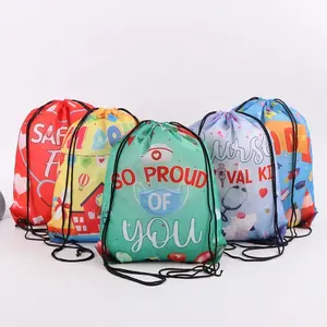 Vietnam Factory Promotional Nylon Drawstring Backpack Bags Custom Logo 210D Polyester Drawstring Sports Bag