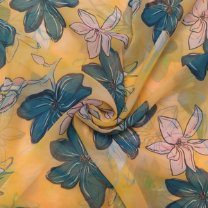 Tissu élégant en mousseline de soie imprimé numériquement avec motifs jacquard et sergé pour des vêtements personnalisés et des solutions de mode sur mesure - Product Image 1